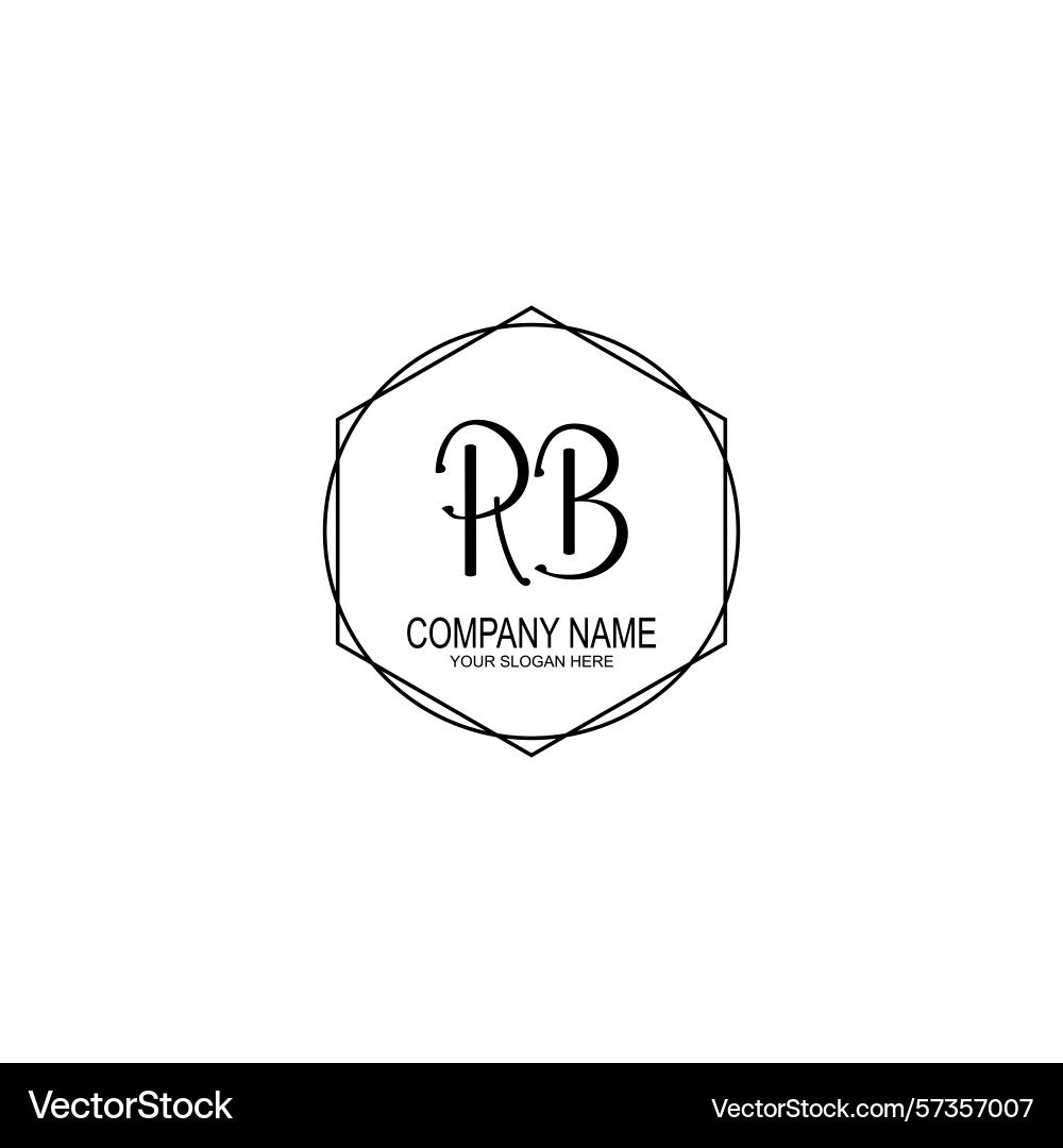 Minimalist handwritten rb initial logos with soft Vector Image