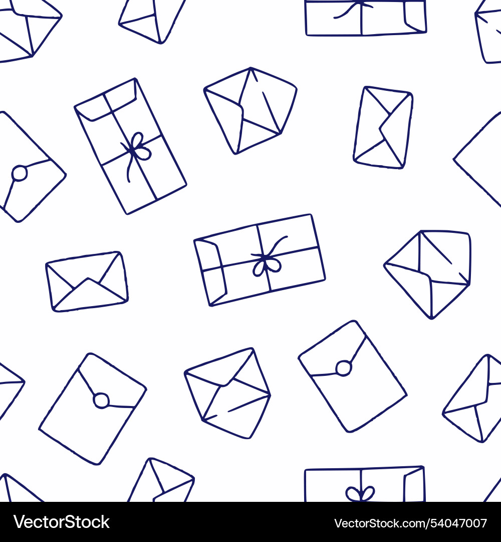 Outline bunch of envelope seamless pattern design Vector Image