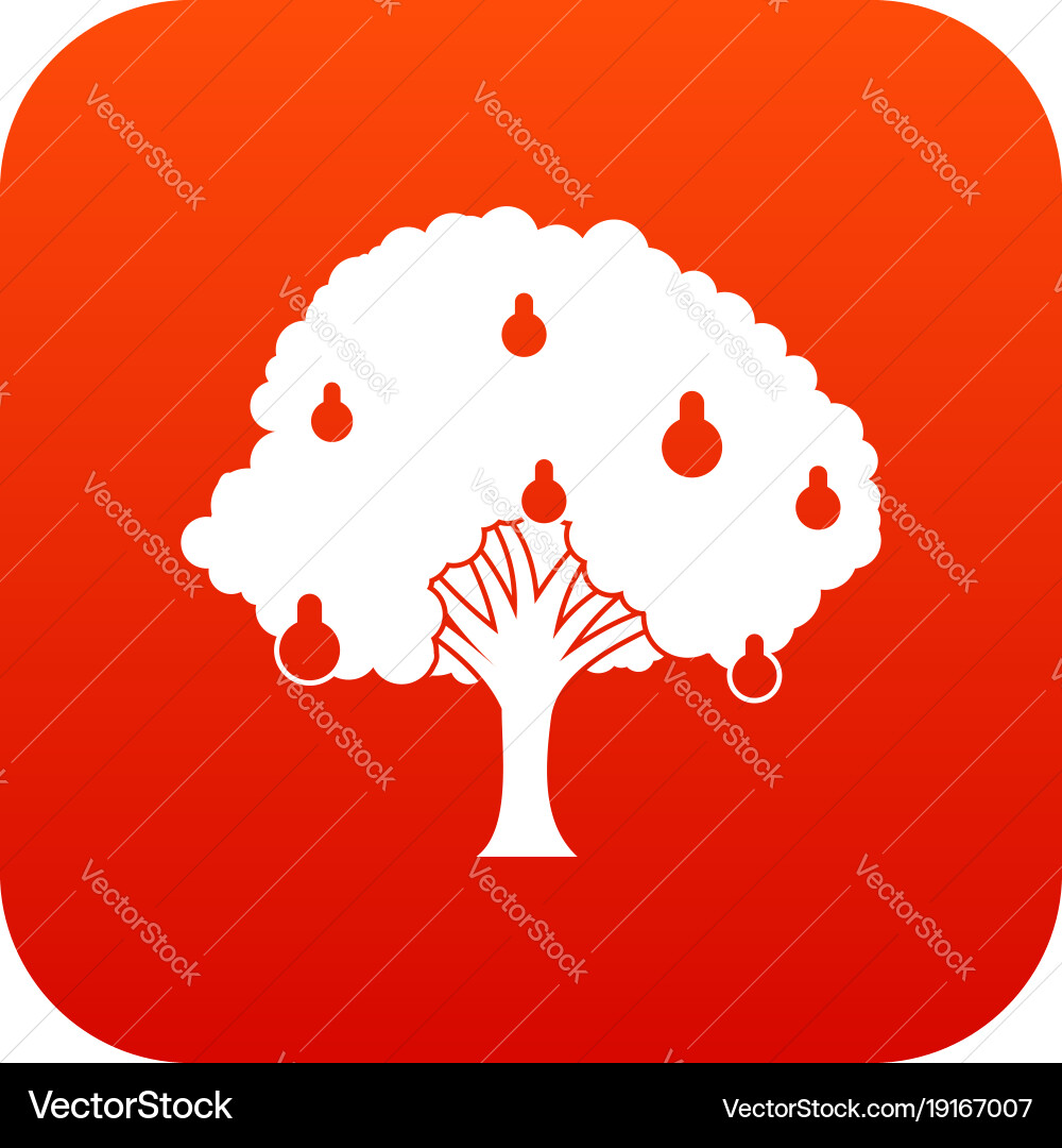 Pear tree with pears icon digital red vector image
