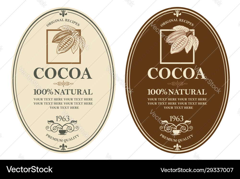 Set cocoa labels vector image
