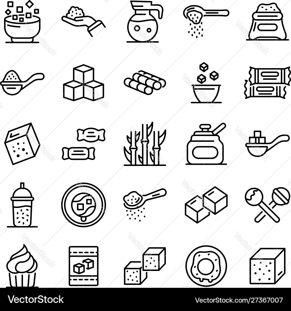 Sugar icons set outline style Sugar icons set outline style vector image