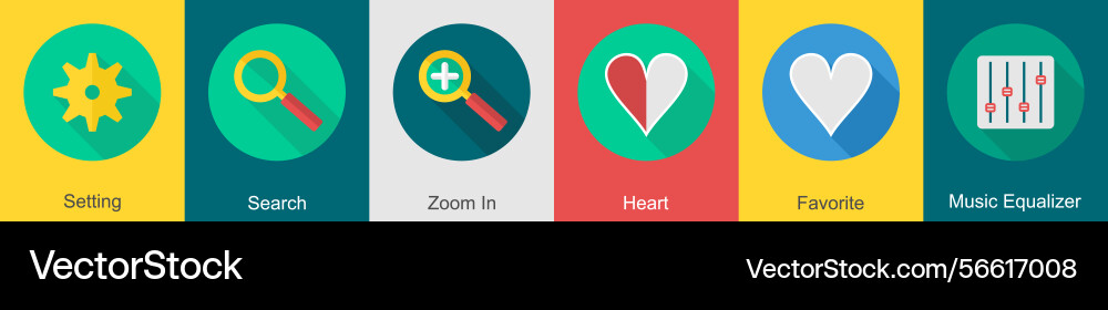 A set of 6 user interface icons as setting search Vector Image