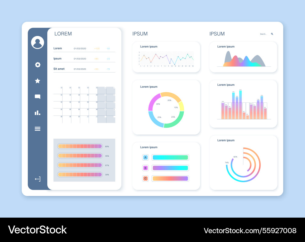 Color dashboard design interface template Color dashboard design interface template Vector Image