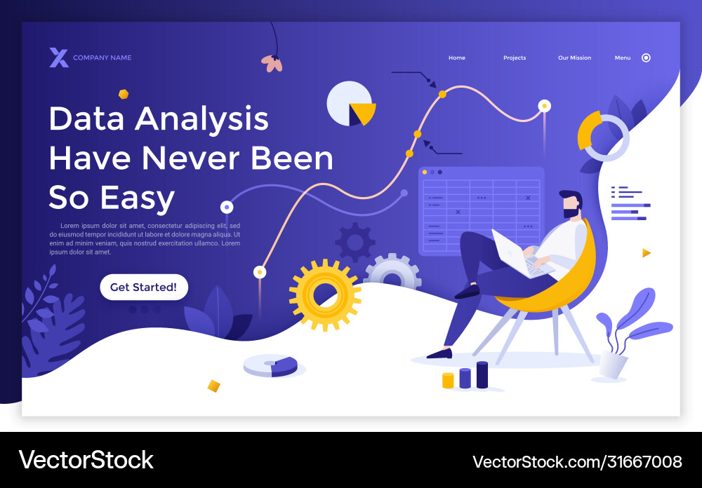 Flat landing page template Royalty Free Vector Image