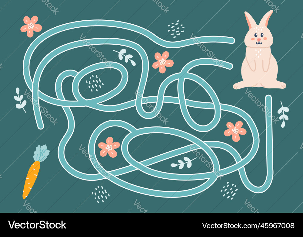 Labyrinth help rabbit find way to carrot logical Labyrinth help rabbit find way to carrot logical Vector Image