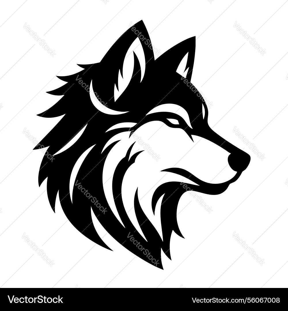 Majestic Wolf Head - Black & White vector image