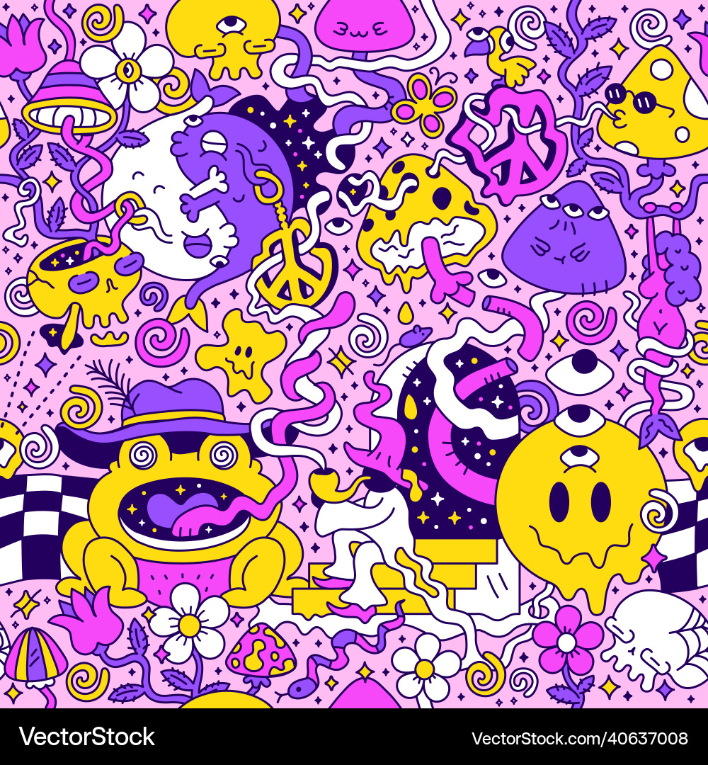 Psychedelic Mushroom Pattern vector image