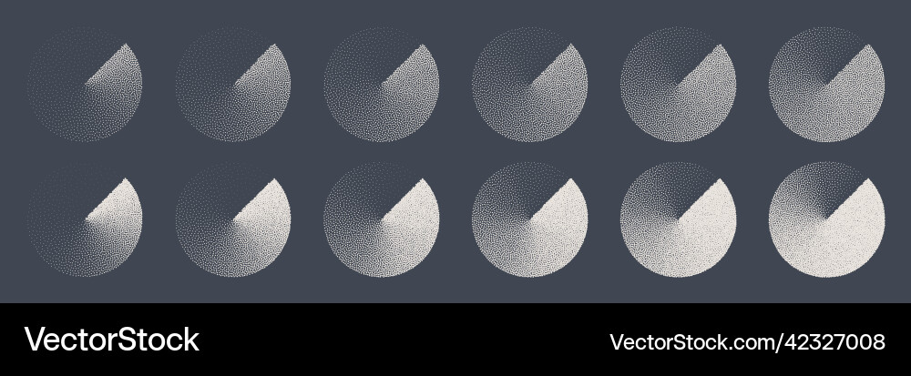 Round shaped dotted objects stipple elements Round shaped dotted objects stipple elements Vector Image