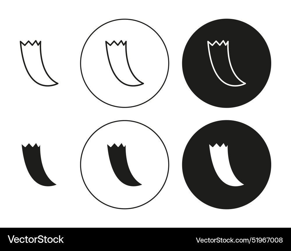 Tusk icon set in thin line outline style Vector Image