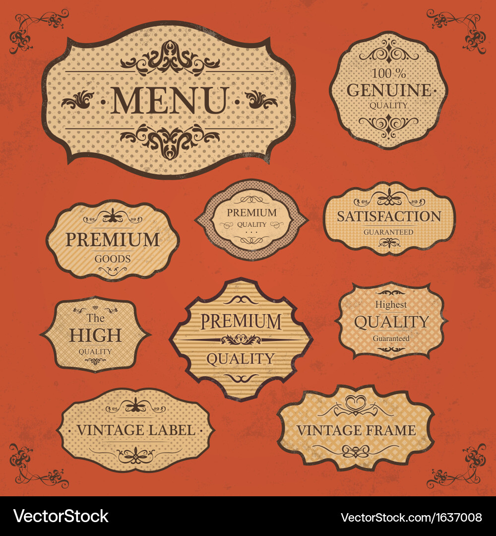 Vintage Label Frame Set Royalty Free Vector Image