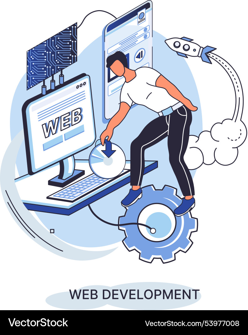 Web development process of creating website Web development process of creating website vector image