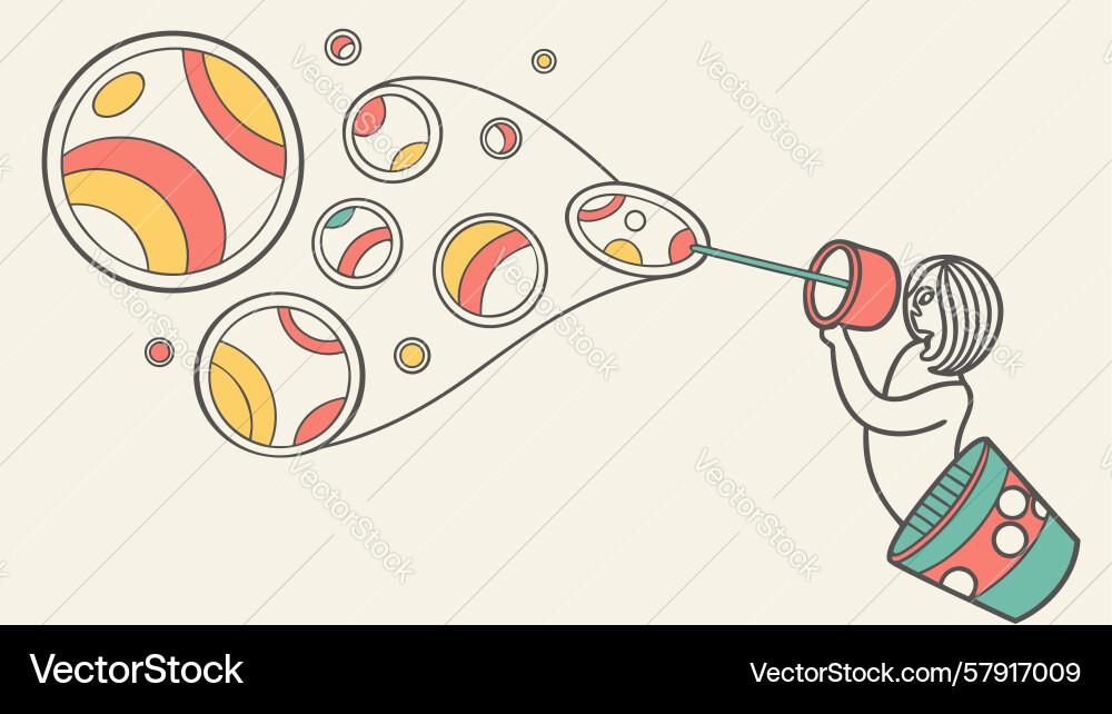 Bubble machine toy creating sphere burst effect Vector Image