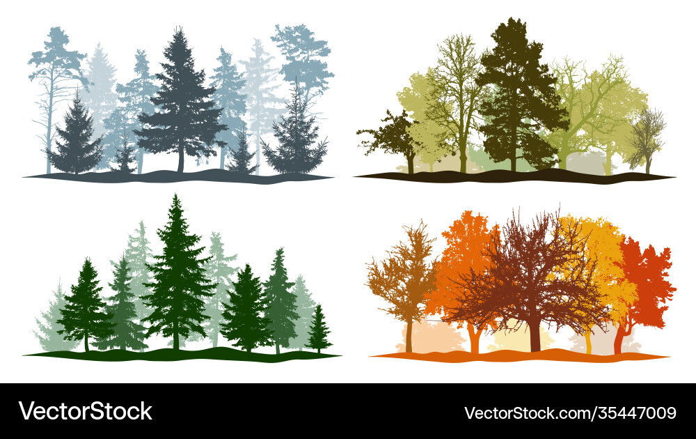 Four seasons set winter spring summer autumn Vector Image