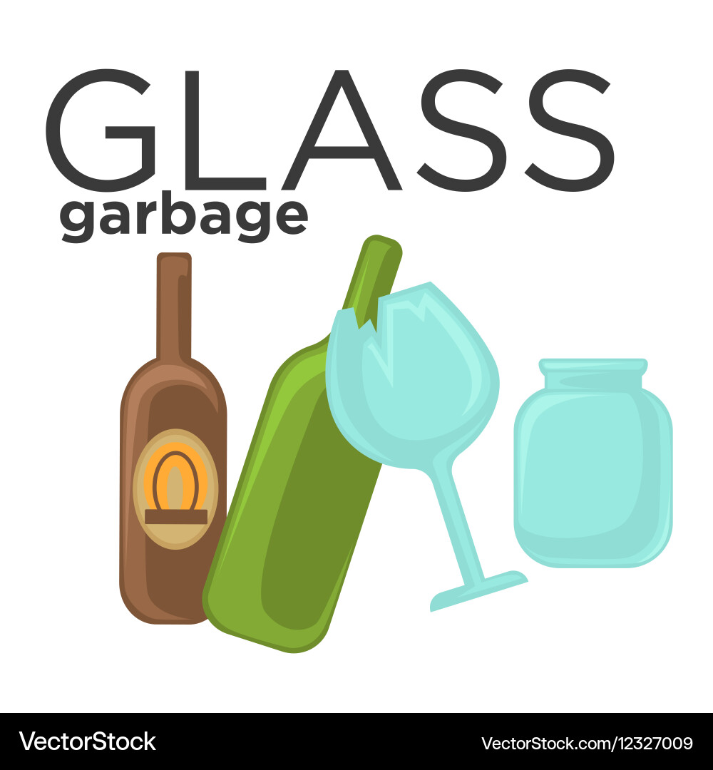 Glass garbage and trash sorting vector image