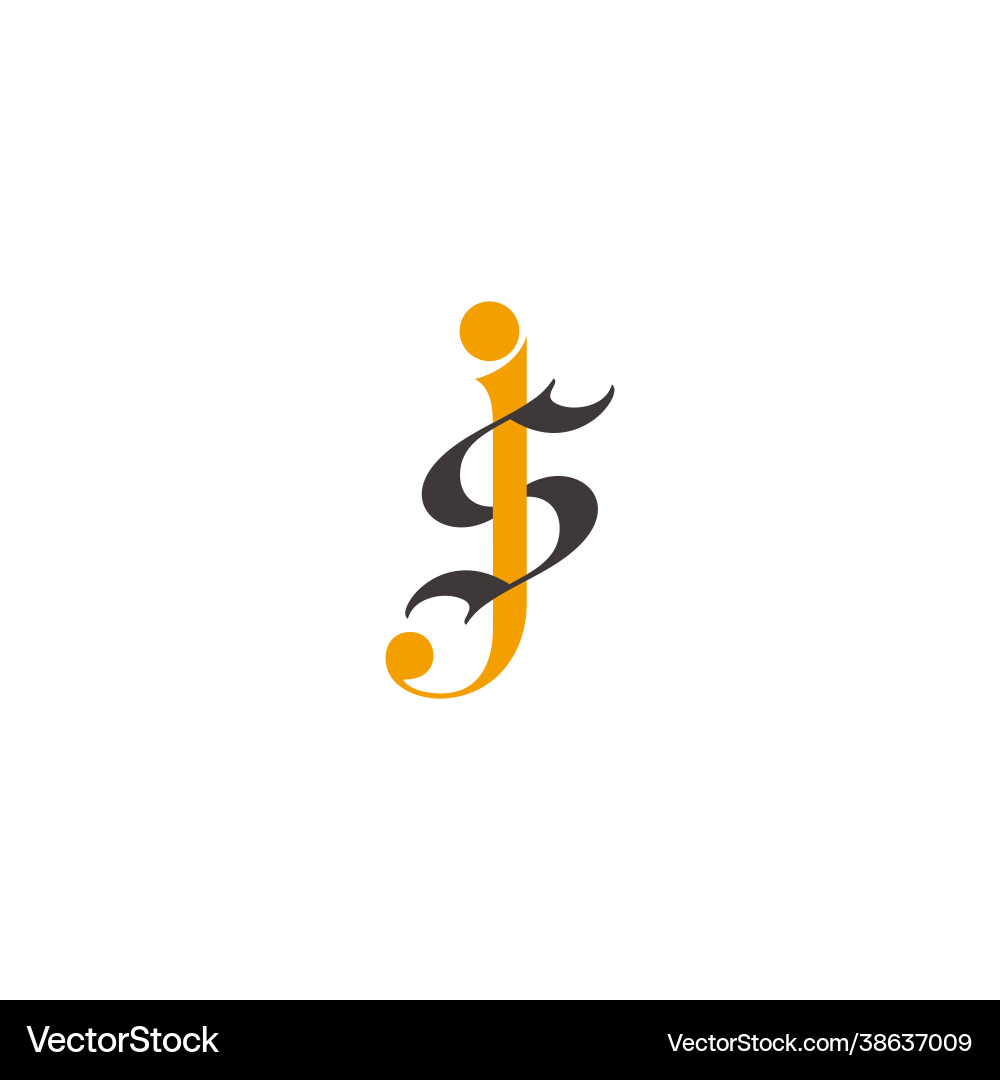 Letter js simple linked curves colorful logo Vector Image