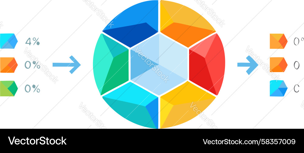 Multi-Arrow Pie Chart Data Breakdown Vector Image