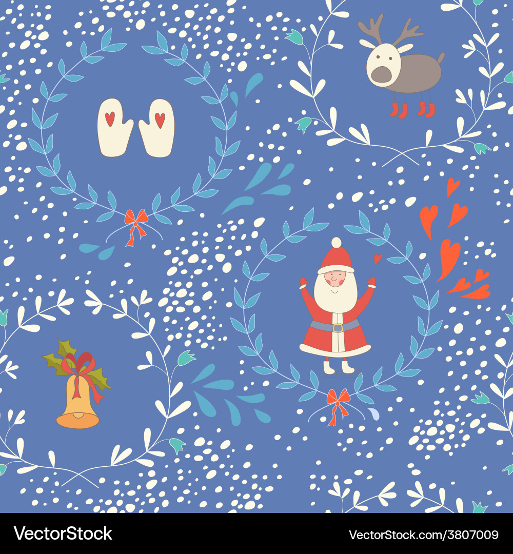 Seamless pattern with christmas elements vector image