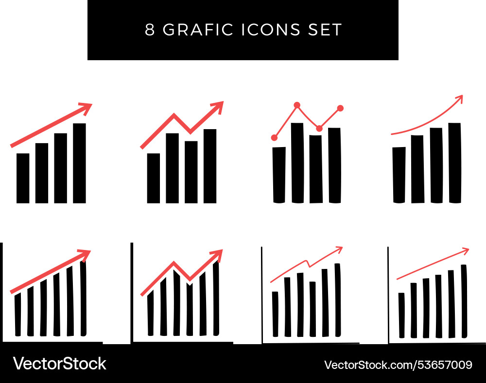 Set graphs bar charts graph going up down vector image