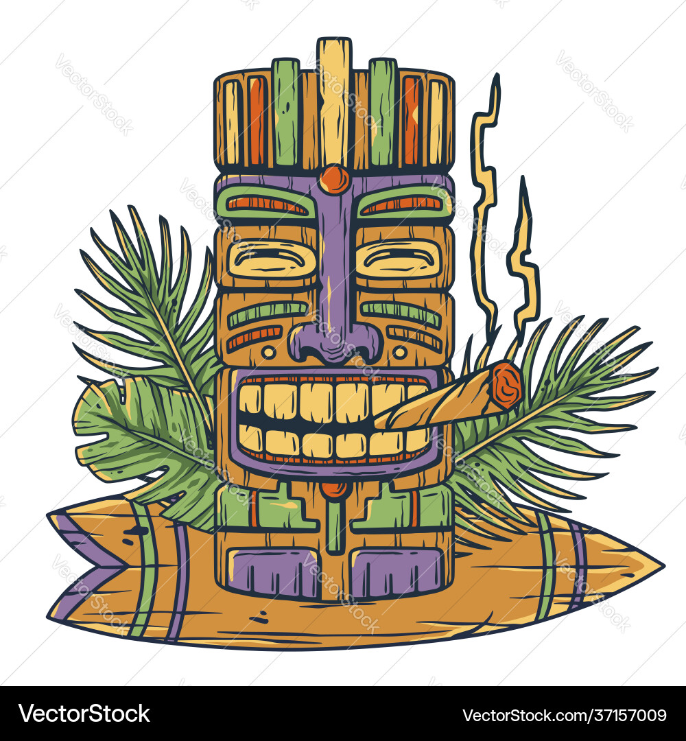 Tiki Mask & Surf Totem Vector Image