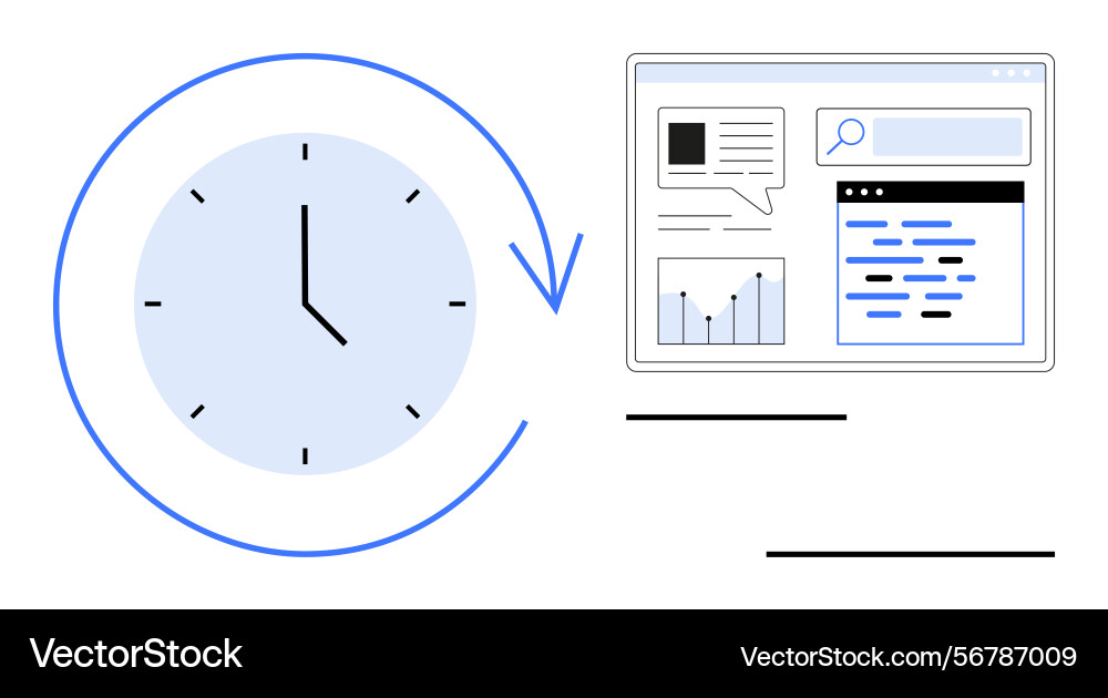 Time management concept with clock and digital Time management concept with clock and digital vector image
