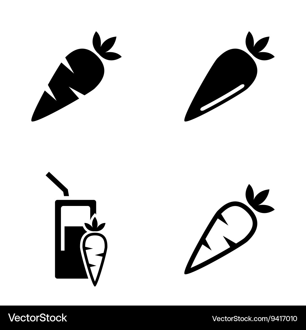 Black Carrot Icons - Meal & Vegetable Set Vector Image