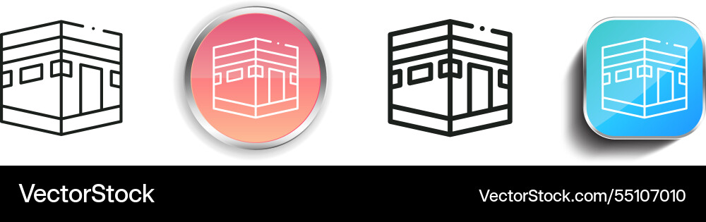 Kaaba icon thin linear regular and button style Kaaba icon thin linear regular and button style vector image