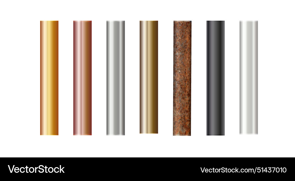 Pipe set isolated on background chrome rusty Pipe set isolated on background chrome rusty vector image