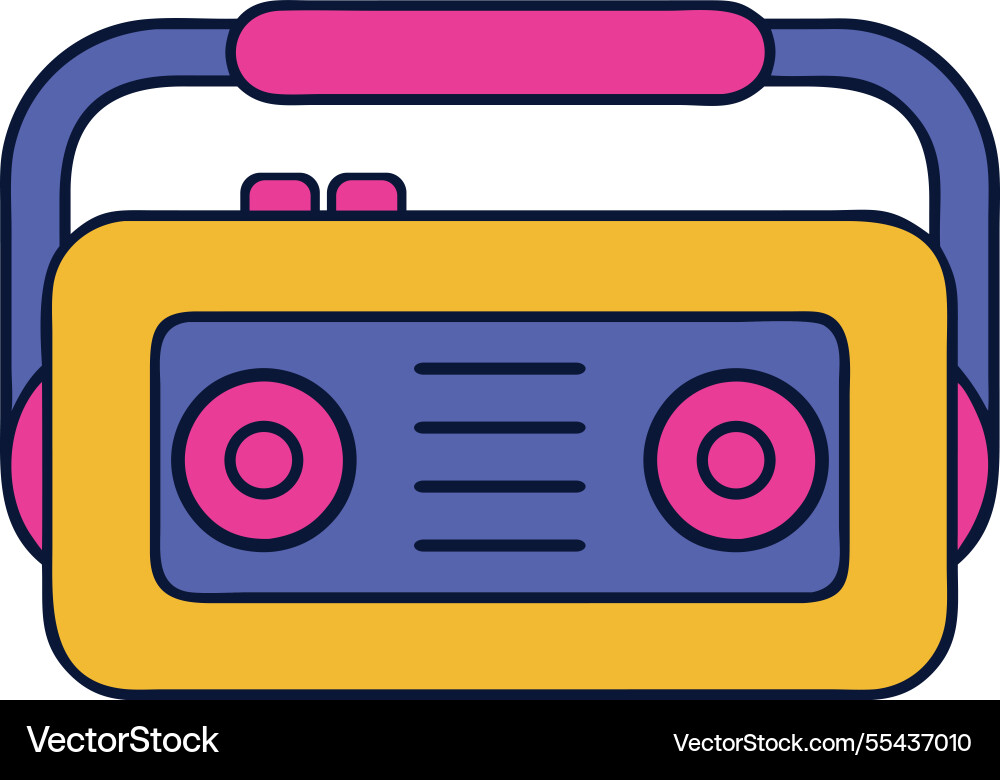 Retro object cassette player icon vector image