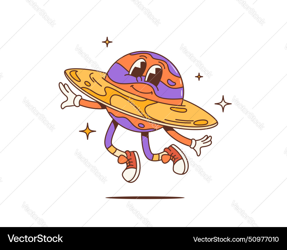 Retro Space Planet Character vector image