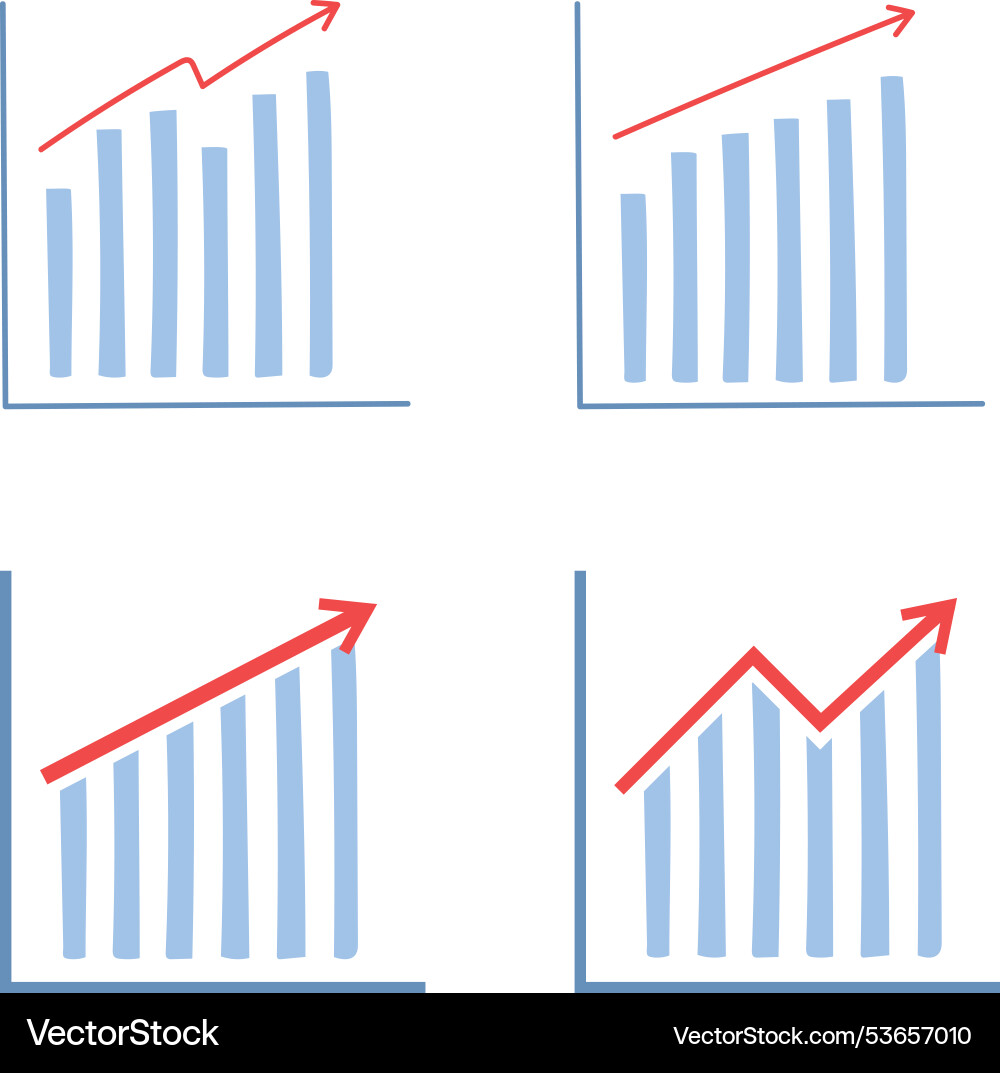 Set graphs bar charts graph going up down Set graphs bar charts graph going up down vector image
