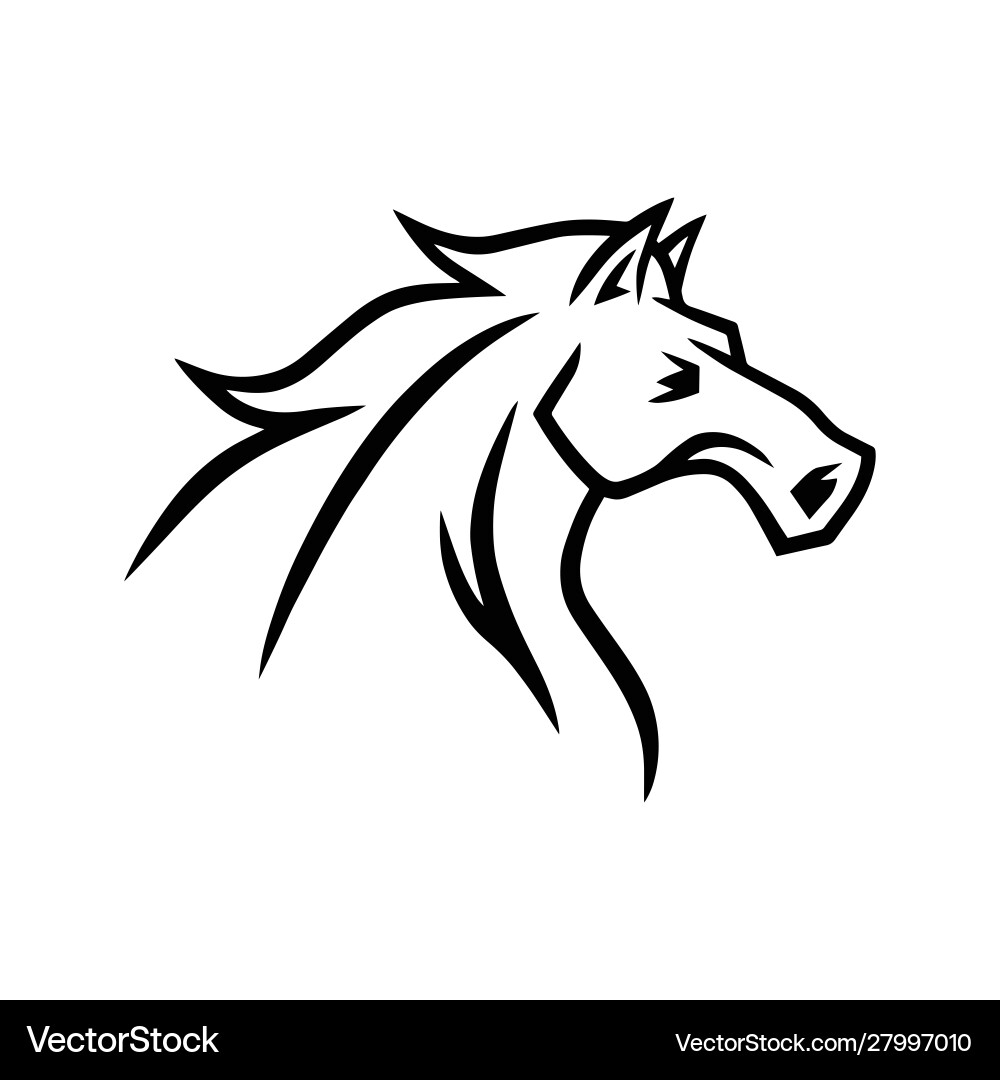 Stylized Horse Logo - Line Art Vector Image