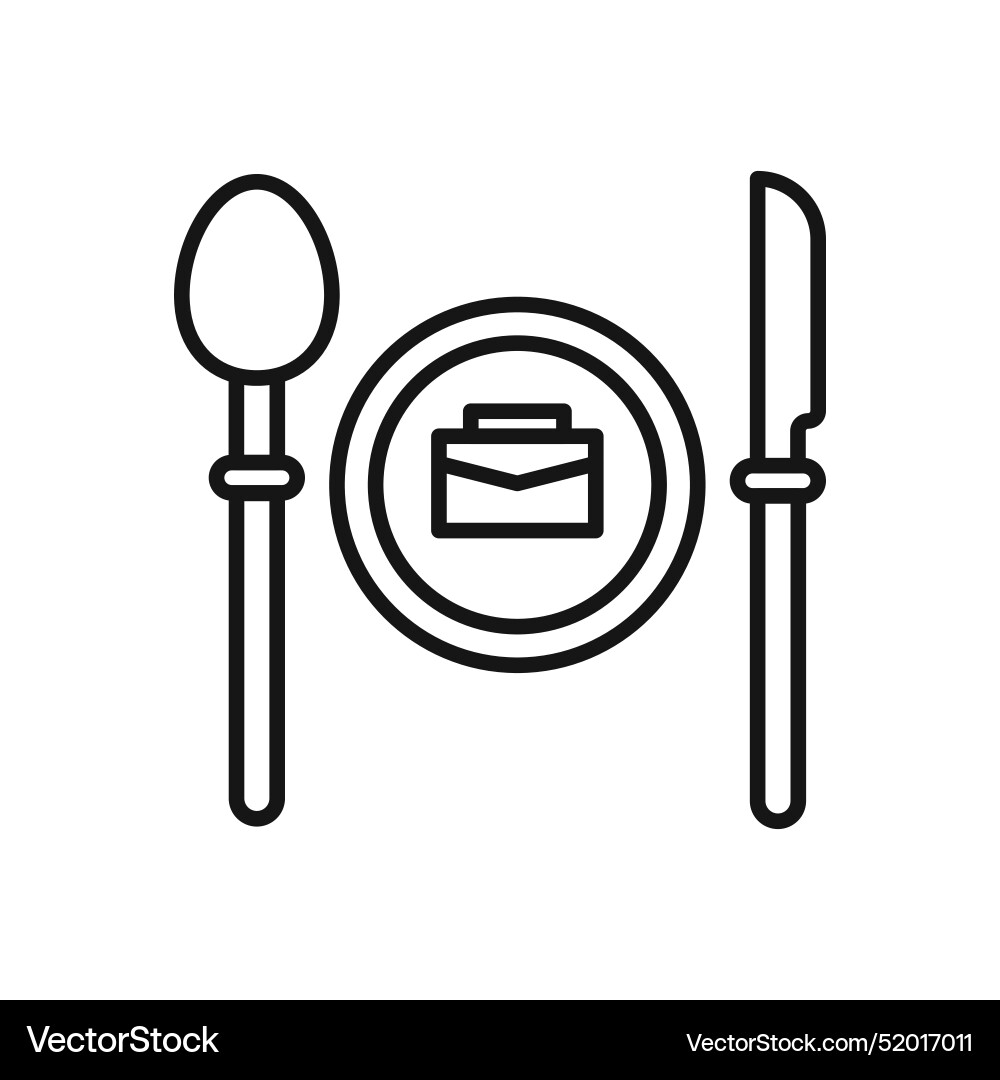 Business lunch dinner icon black line art Vector Image