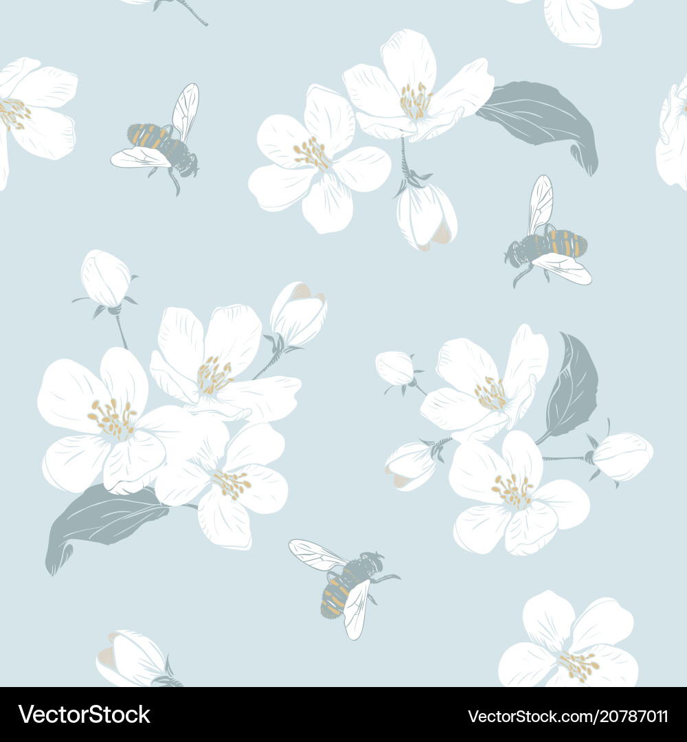 Cherry Blossom Spring Pattern Vector Image