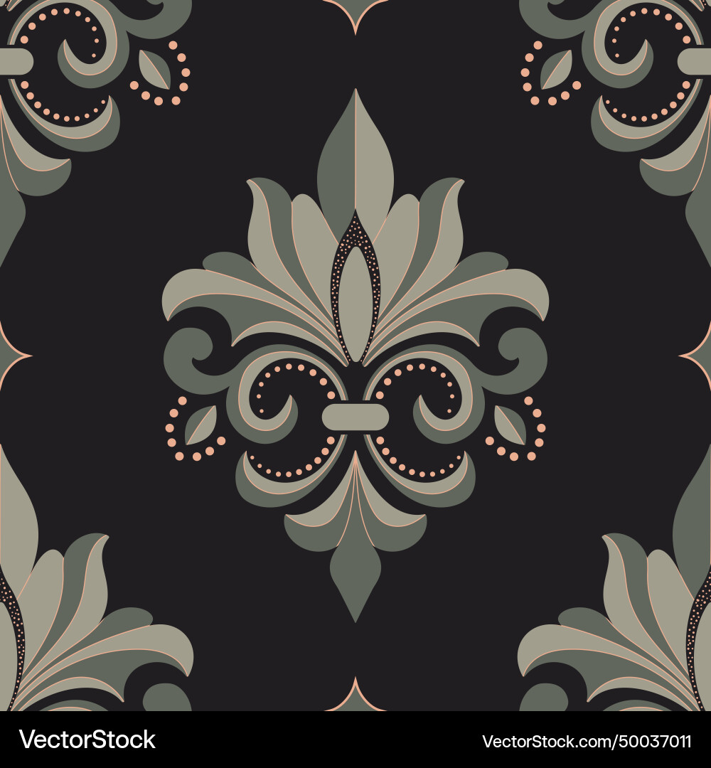 Damask seamless pattern element classical Damask seamless pattern element classical Vector Image