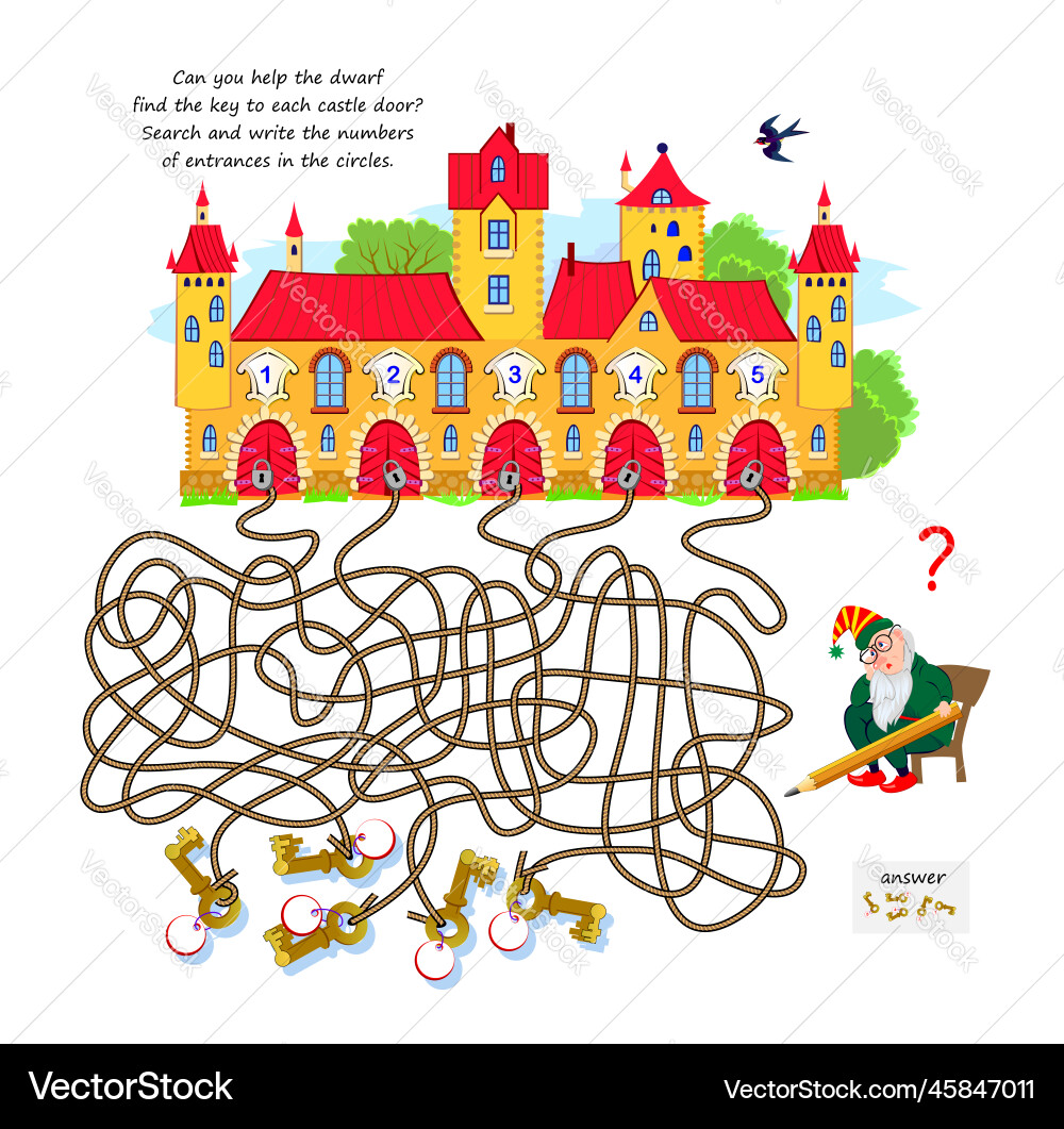 Dwarf Maze Puzzle - Find the Key! vector image