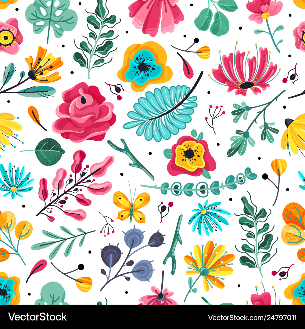 Floral seamless pattern spring summer garden vector image