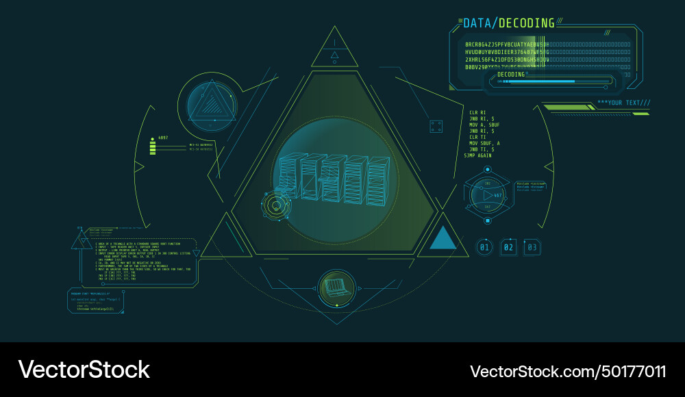 Futuristic hud interface for processing server Futuristic hud interface for processing server vector image