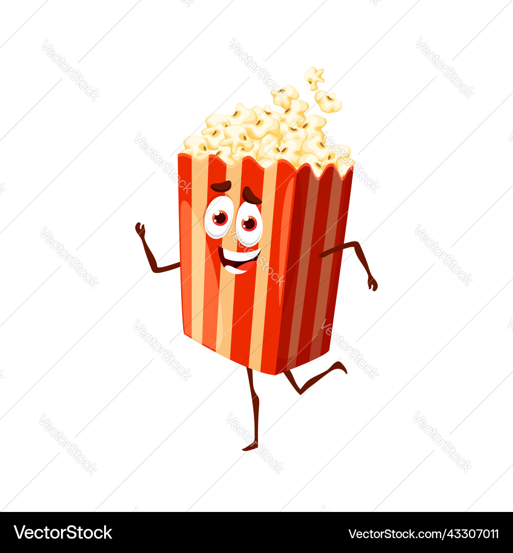 Smiling Popcorn Box Character Vector Image