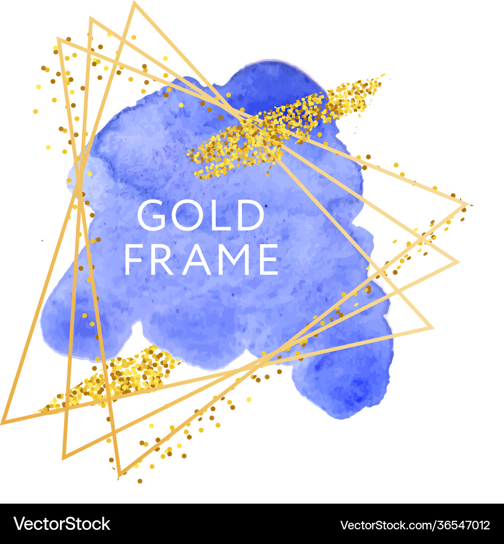 Blue abstract stylish watercolor background gold Blue abstract stylish watercolor background gold vector image