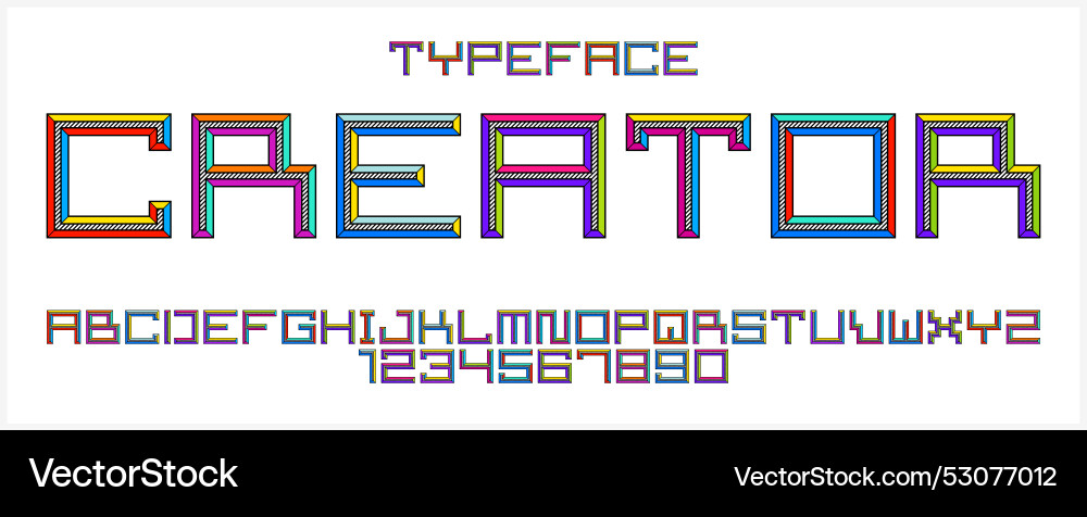 Child constructor colorful minimal square font vector image