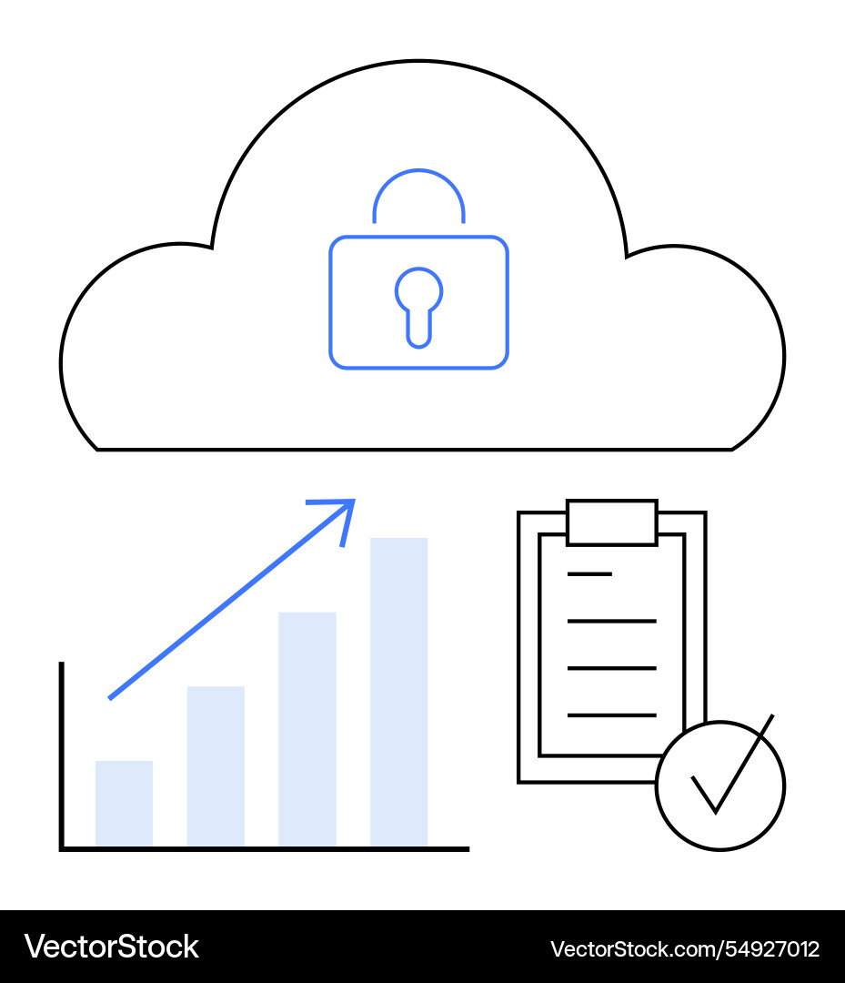 Cloud security with data analysis growth chart Cloud security with data analysis growth chart vector image