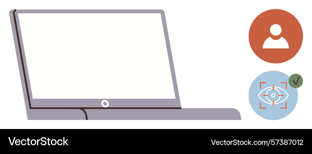 Laptop with user profile and biometric recognition vector image