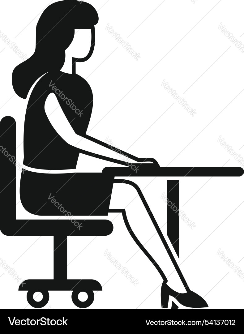 Office worker sitting at desk working on computer Office worker sitting at desk working on computer vector image