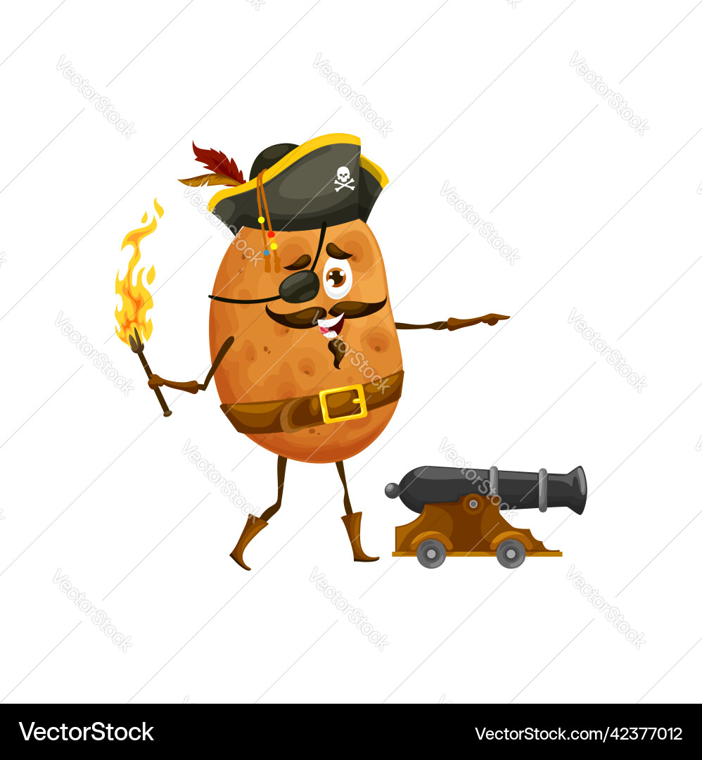 Potato Pirate with Cannon Vector Image