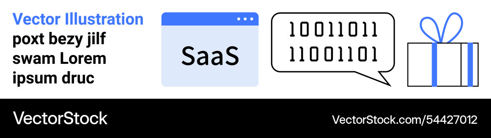 Saas platform binary code communication gift box Saas platform binary code communication gift box vector image