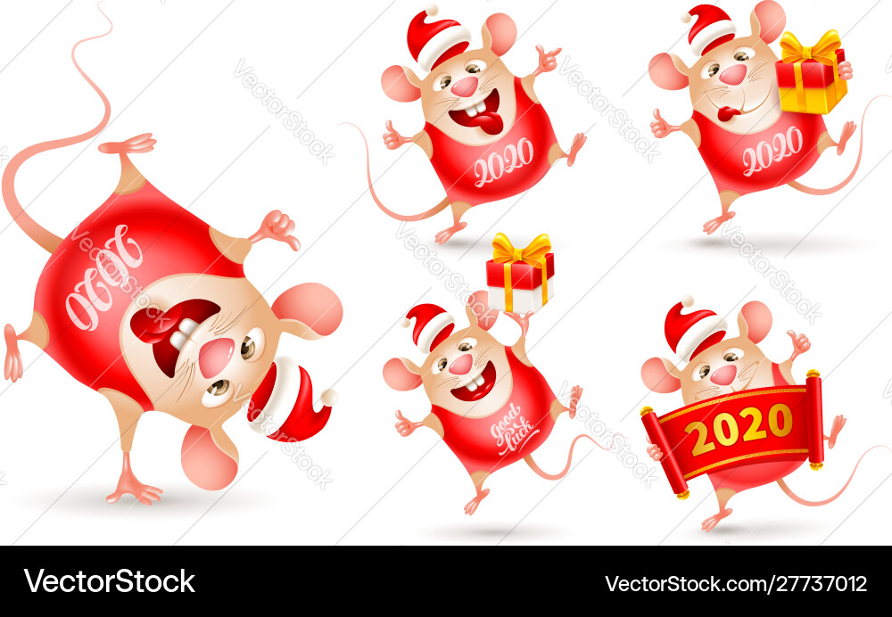 Set cheerful rats rat is a symbol new year Set cheerful rats rat is a symbol new year vector image
