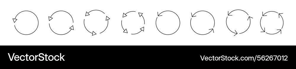 Set of circle arrows isolated circular rotate vector image