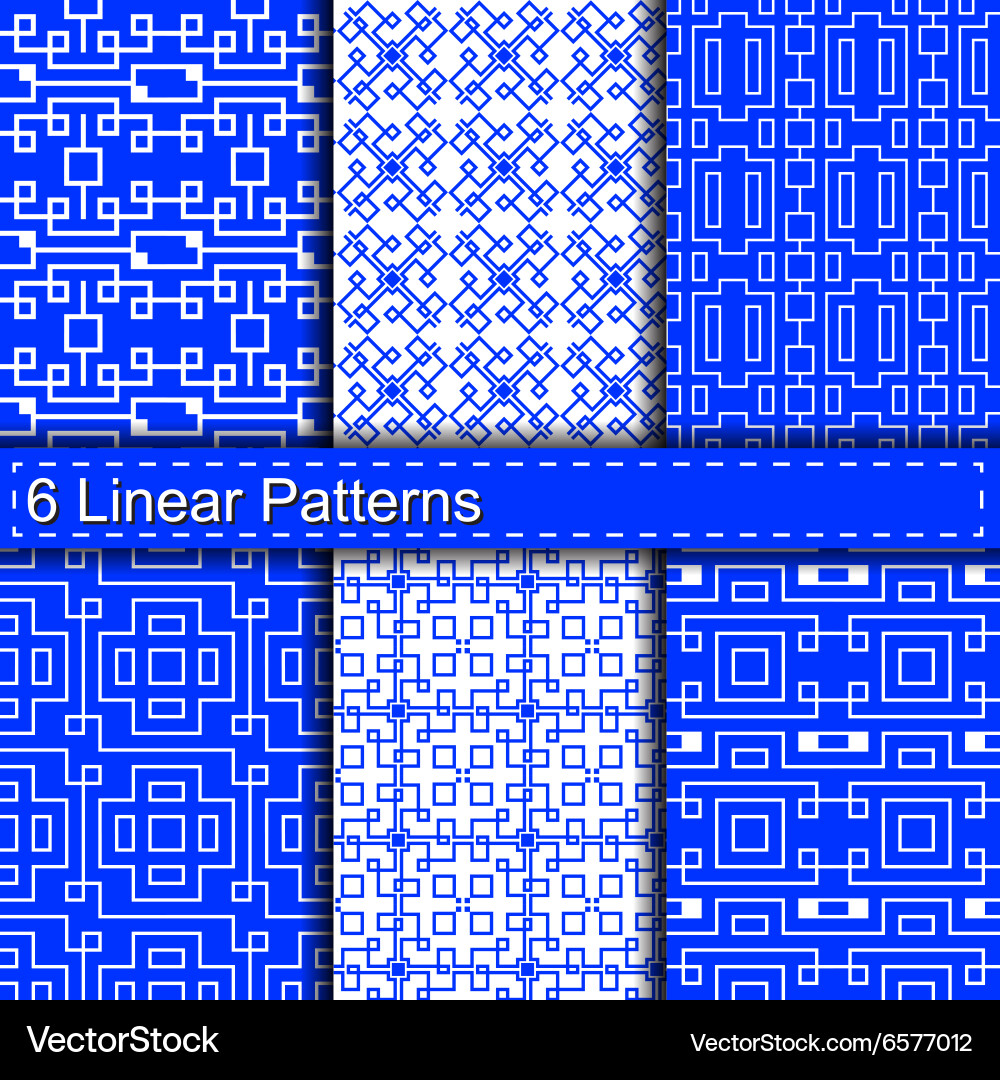 Set of six linear patterns vector image