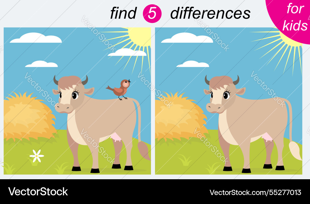 Logic puzzle game for kids you need to find 5 Vector Image