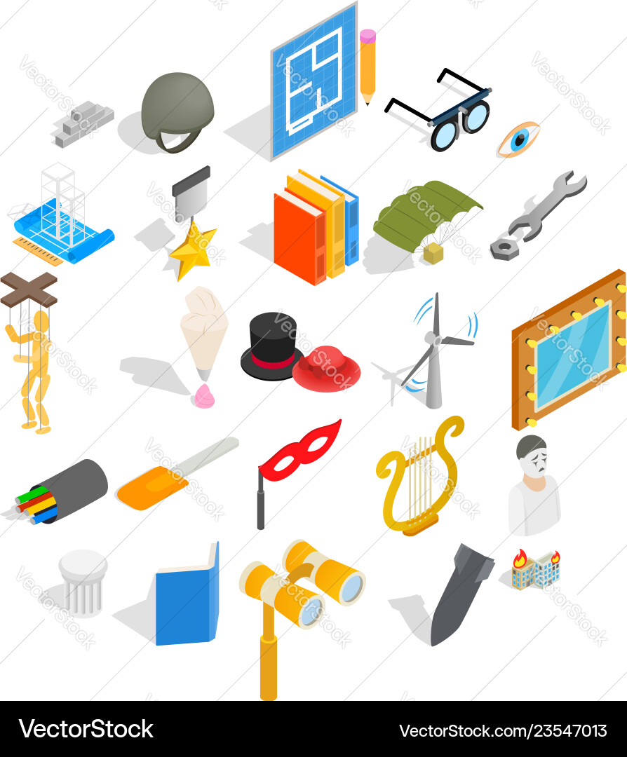 Making icons set isometric style Making icons set isometric style Vector Image